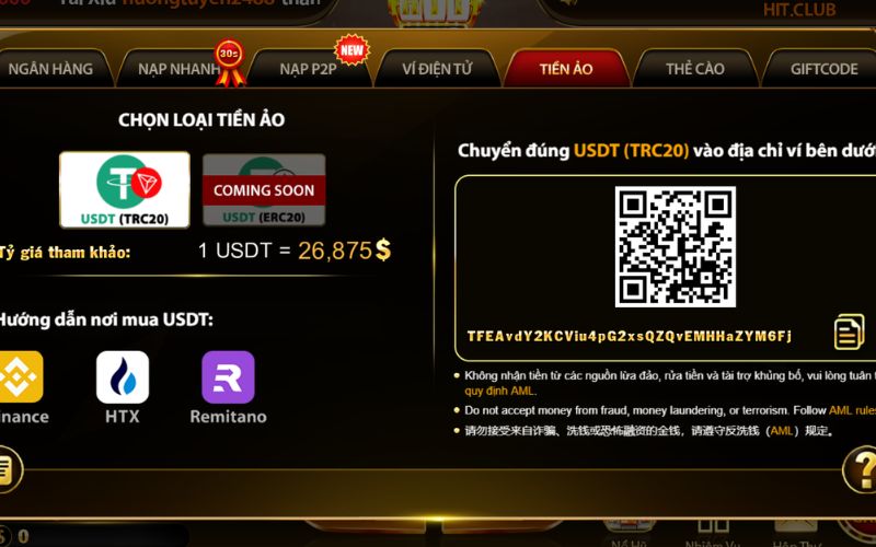 hướng dẫn nạp tiền Hitclub nhanh chóng và an toàn